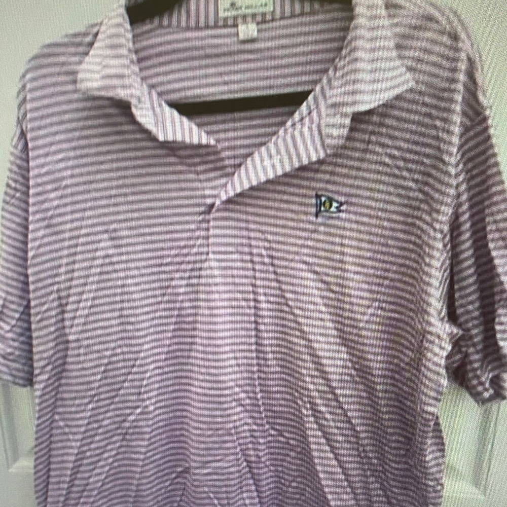 Peter Millar Lavender and White Striped Polo